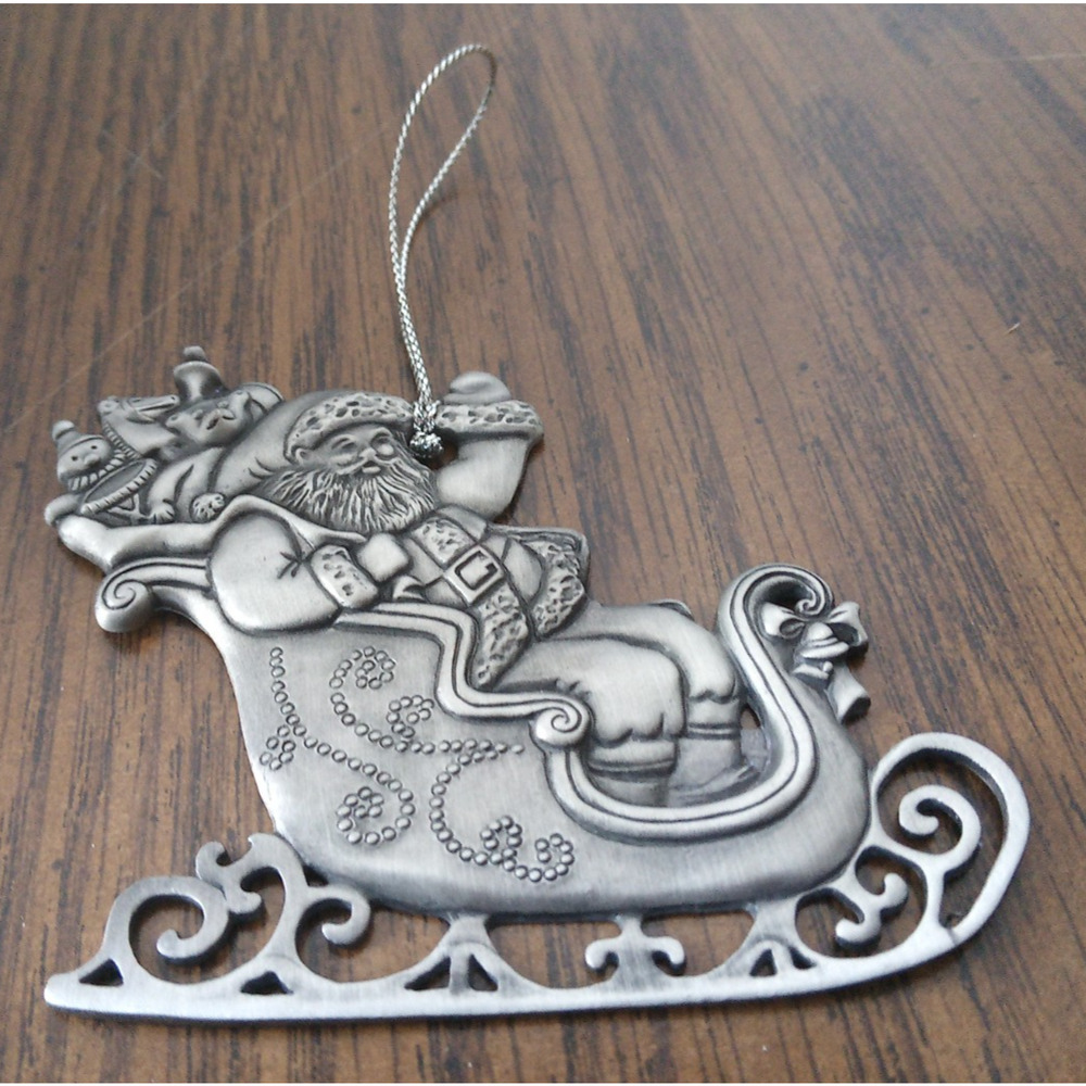 Vtg Avon Pewter Christmas Ornament 1995 St. Nicholas Sleigh